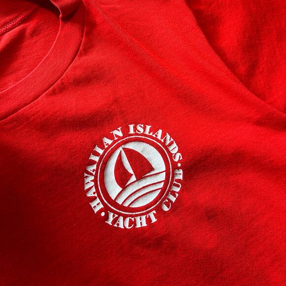 Vintage 90's Poly Tees Hawaiian Islands Yacht Club Red White Tee Shirt Sz Medium - Picture 5 of 7